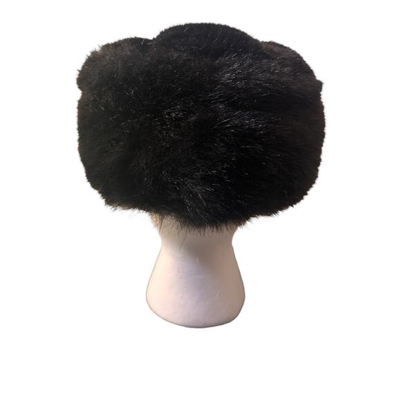 Vintage Black Faux Fur Pillbox Hat – Winter Cold Weather Retro Style - Picture 2 of 4